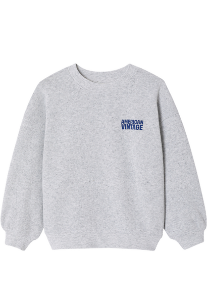 American Vintage evona sweat mi-long ml col rond gris clair chine trui