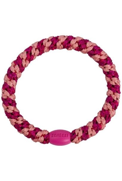 Kknekki stripe faded rose electric pink glitter - haarelastiek