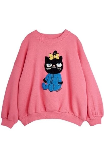 Mini Rodini cat chenille sweatshirt pink - trui
