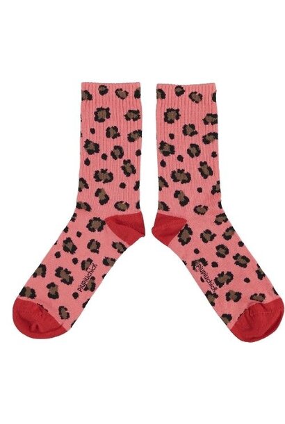Piupiuchick socks pink w/ animal print - sokken