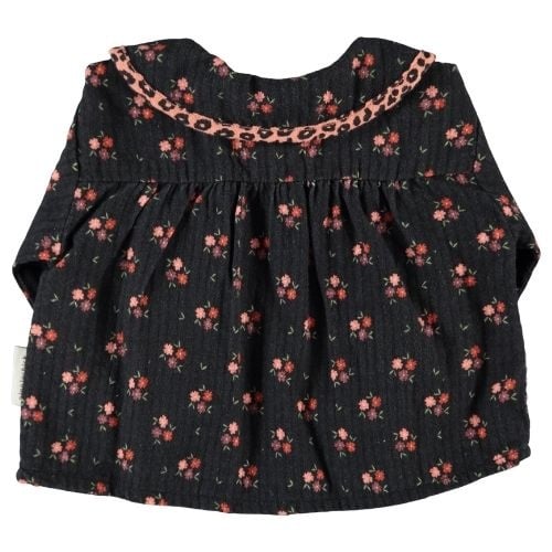 Piupiuchick peter pan collar baby blouse black w/ flowers-3
