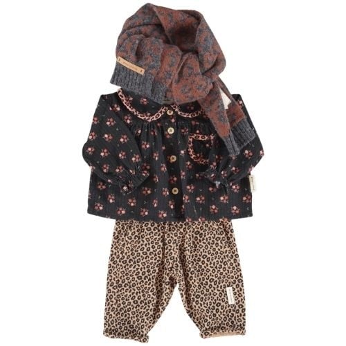 Piupiuchick peter pan collar baby blouse black w/ flowers-2