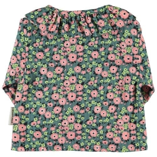 Piupiuchick baby blouse w/ round collar green w/ multicolor flowers-3