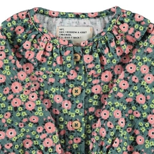 Piupiuchick baby blouse w/ round collar green w/ multicolor flowers-4