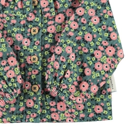 Piupiuchick baby blouse w/ round collar green w/ multicolor flowers-5