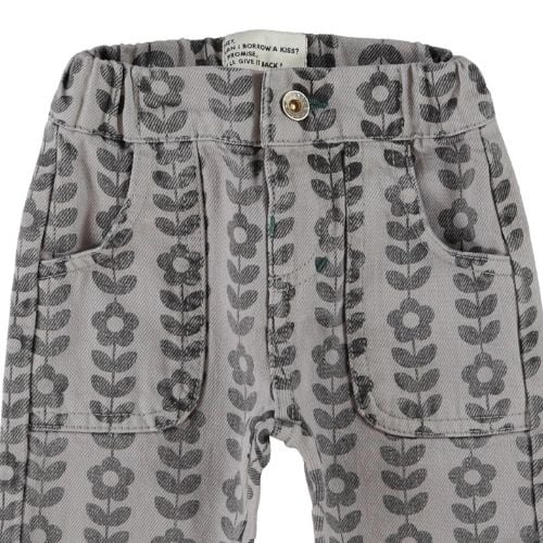 Piupiuchick baby trousers grey w/ black flowers - broek-2