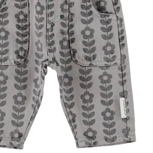 Piupiuchick baby trousers grey w/ black flowers - broek-3