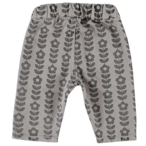 Piupiuchick baby trousers grey w/ black flowers - broek-4