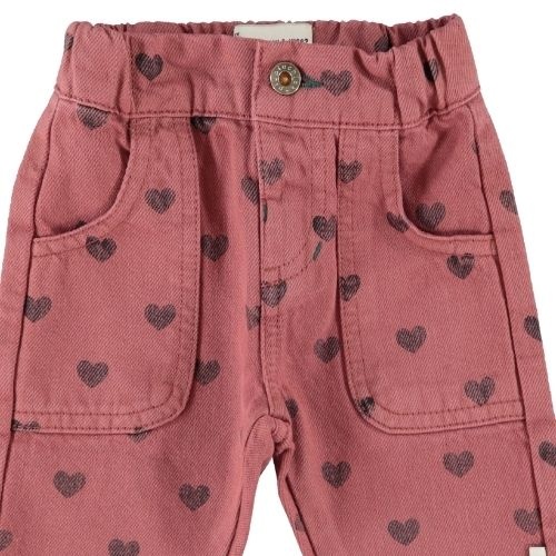 Piupiuchick baby trousers pink w/ black hearts - broek-3
