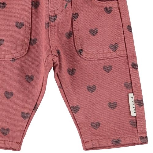 Piupiuchick baby trousers pink w/ black hearts - broek-4