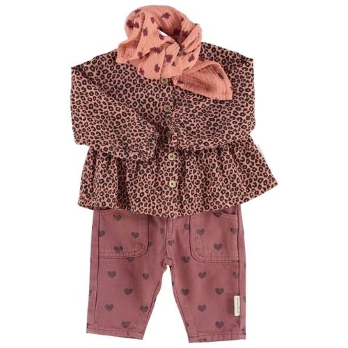 Piupiuchick baby trousers pink w/ black hearts - broek-2