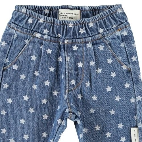 Piupiuchick baby trousers washed navy denim w/ stars - broek-4