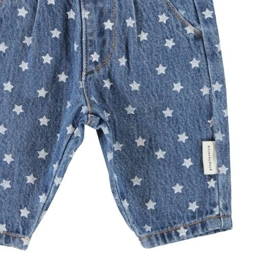 Piupiuchick baby trousers washed navy denim w/ stars - broek-5