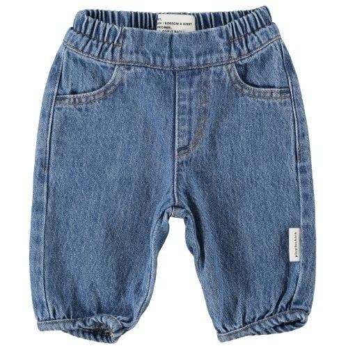 Piupiuchick baby trousers washed navy denim - broek-1