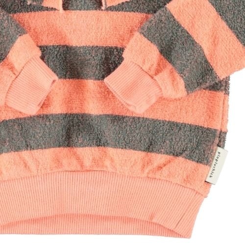 Piupiuchick baby sweatshirt w/ collar pink & green stripes - trui-3