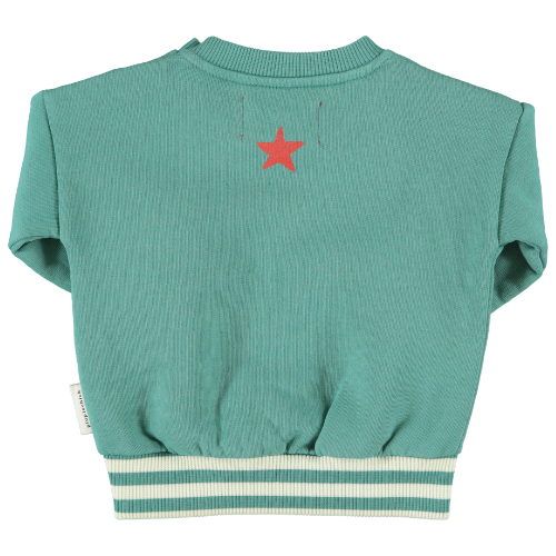 Piupiuchick baby sweatshirt green w/ "here we go" print - trui-5