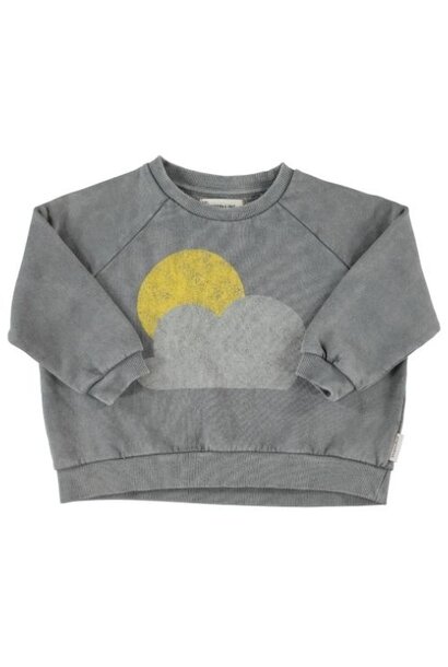Piupiuchick baby sweatshirt grey w/ sun & cloud print - trui