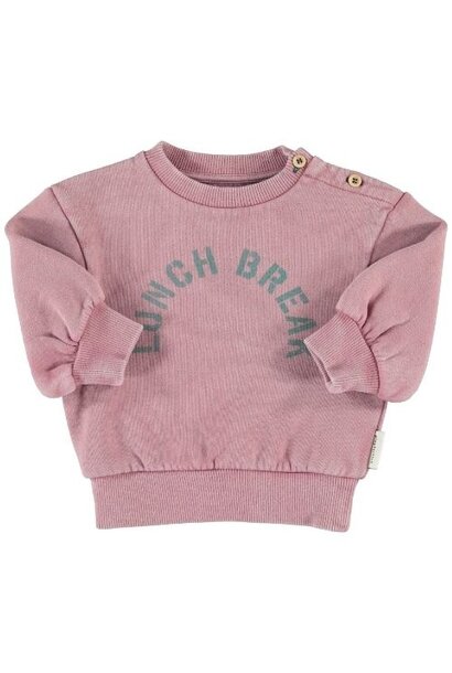 Piupiuchick baby oversized sweatshirt pink w/ "lunch break" print - trui
