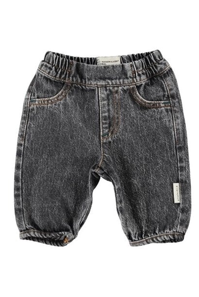 Piupiuchick baby trousers washed black denim - broek