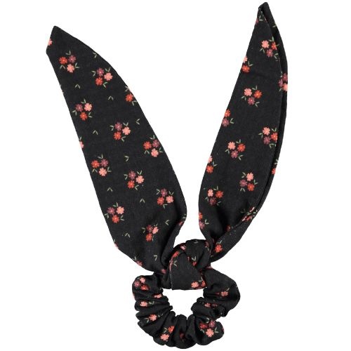 Piupiuchick scrunchie black w/ flowers-1