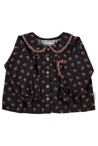 Piupiuchick peter pan collar blouse black w/ flowers