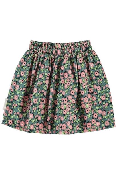 Piupiuchick short skirt green w/ multicolor flowers - rok