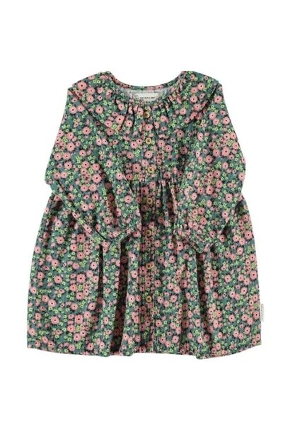 Piupiuchick short dress green w/ multicolor flowers - jurk