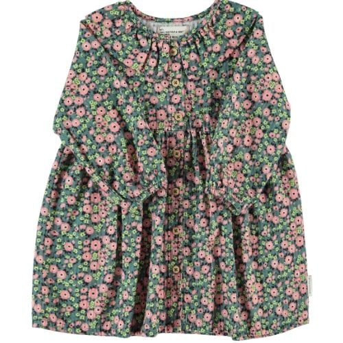 Piupiuchick short dress green w/ multicolor flowers - jurk-1