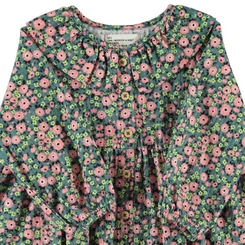 Piupiuchick short dress green w/ multicolor flowers - jurk-4