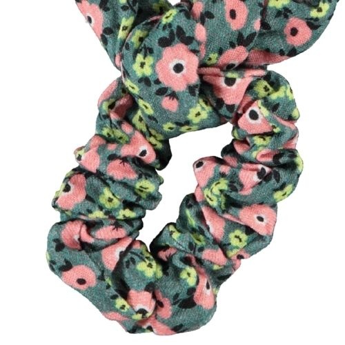 Piupiuchick scrunchie green w/ multicolor flowers-4