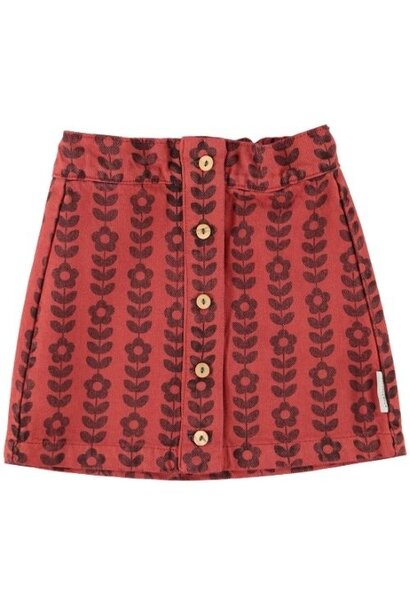 Piupiuchick short skirt bordeaux w/ black flowers - rok