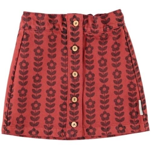 Piupiuchick short skirt bordeaux w/ black flowers - rok-1
