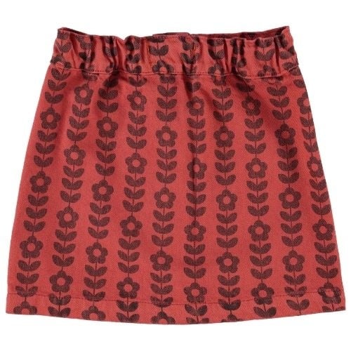 Piupiuchick short skirt bordeaux w/ black flowers - rok-5