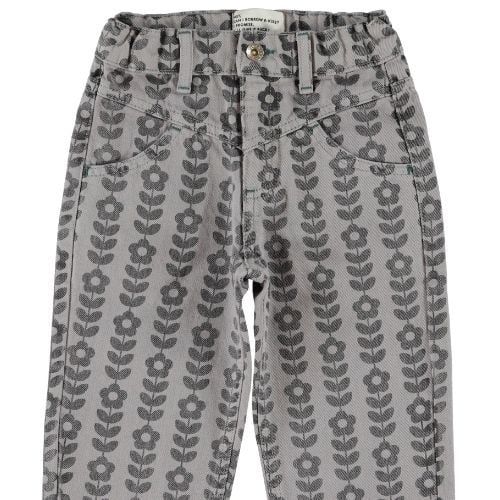 Piupiuchick mom fit trousers grey w/ black flowers - broek-4