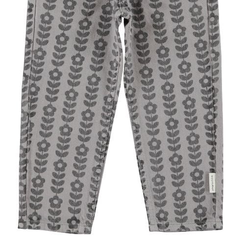Piupiuchick mom fit trousers grey w/ black flowers - broek-5