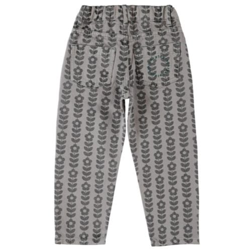 Piupiuchick mom fit trousers grey w/ black flowers - broek-6