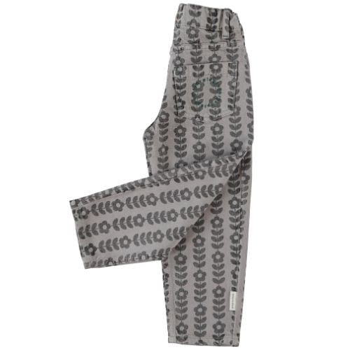 Piupiuchick mom fit trousers grey w/ black flowers - broek-7