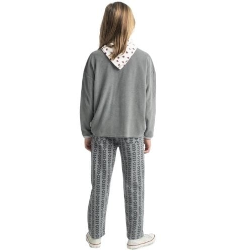 Piupiuchick mom fit trousers grey w/ black flowers - broek-3