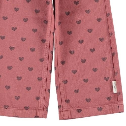 Piupiuchick flare trousers pink w/ black hearts - broek-6