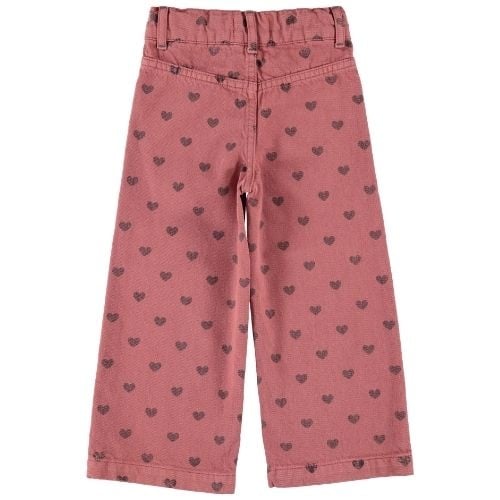 Piupiuchick flare trousers pink w/ black hearts - broek-7