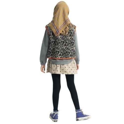 Piupiuchick short skirt beige w/ black hearts - rok-4