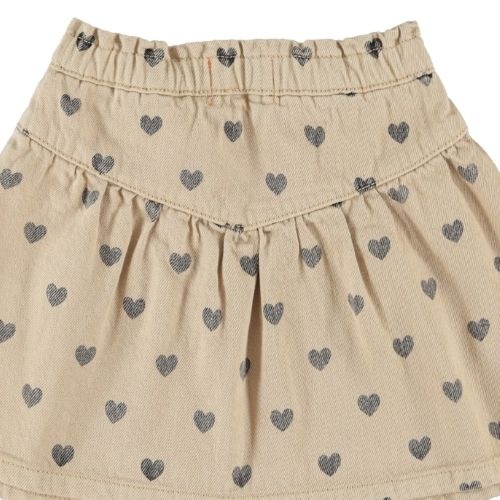 Piupiuchick short skirt beige w/ black hearts - rok-5
