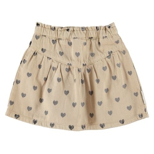 Piupiuchick short skirt beige w/ black hearts - rok-6