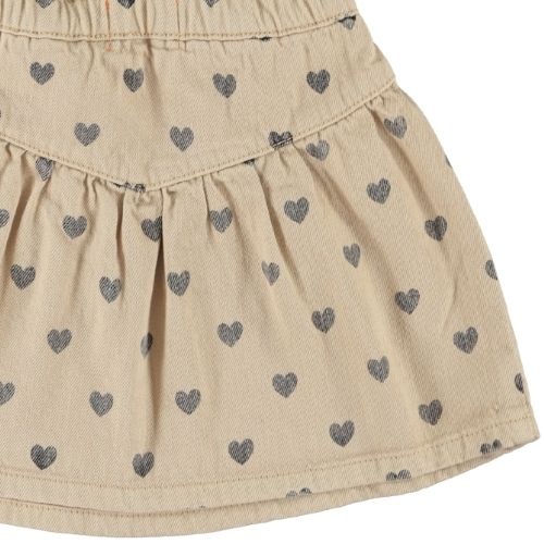 Piupiuchick short skirt beige w/ black hearts - rok-7