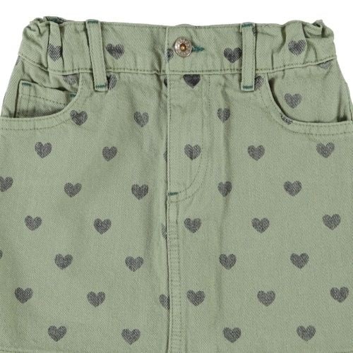 Piupiuchick short skirt olive green w/ black hearts - rok-3