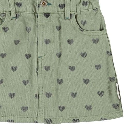Piupiuchick short skirt olive green w/ black hearts - rok-4