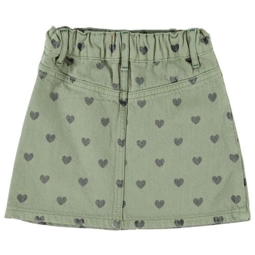 Piupiuchick short skirt olive green w/ black hearts - rok-5