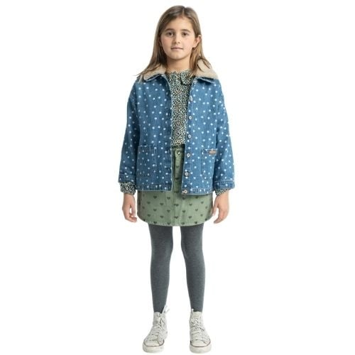 Piupiuchick short skirt olive green w/ black hearts - rok-2