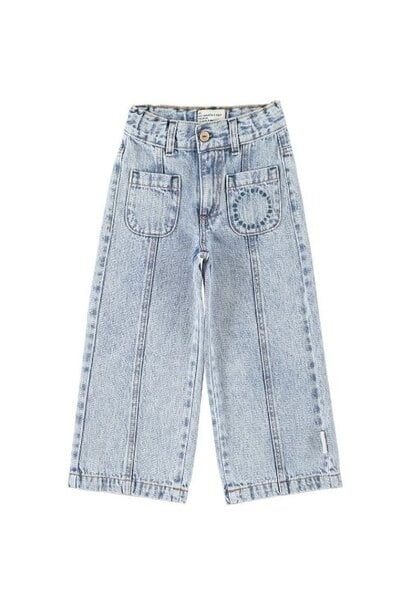 Piupiuchick flare trousers fadded light blue denim - broek