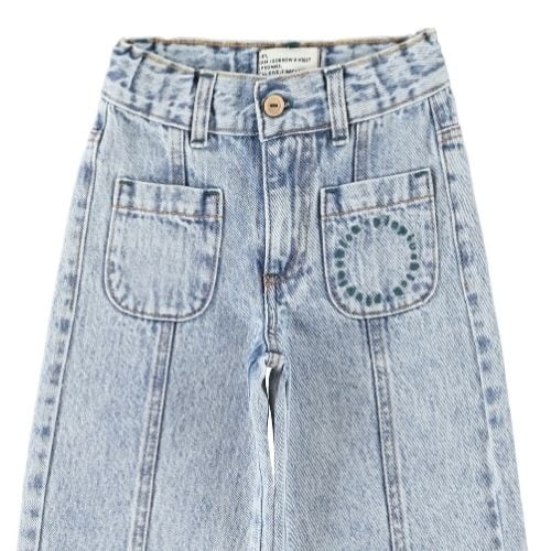 Piupiuchick flare trousers fadded light blue denim - broek-7